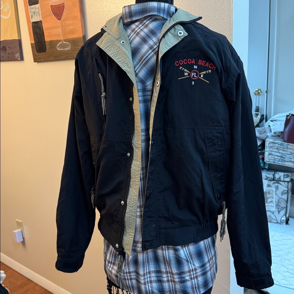 Sherry Black Jacket,wind proof ,adjustable sleeves,inside out pockets excellent